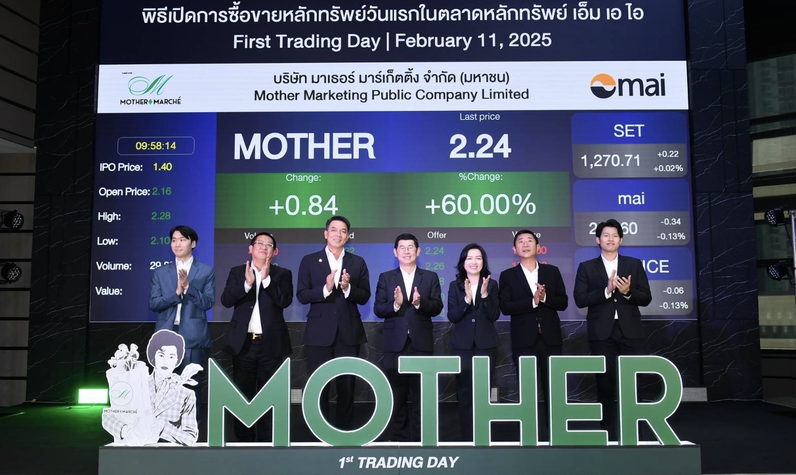 MOTHER  เทรดวันแรกกระพริบเขียว ราคาเหนือจอง 52.28%ลุยขยายสาขาเพิ่ม หนุนเป้ารายได้ปี2568 โต 5-10 %